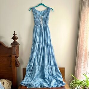 Vintage Bill Berman Gingham Smocked Maxi Dress